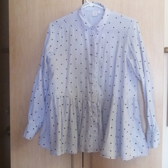 Oversized polka dot peplum shirt - Picture 1 of 2